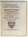 PETRIOLI, GAETANO. Dissertatio phisico-anatomica de membrana hymen.  1754